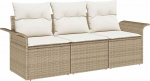 Rantry 3-teiliges Garten Sofa Set mit Kissen Beige Poly Rattan, 2-Sitzer Garten Sofa mit Stauraum & Kissen Beige Poly Rattan Gartenlounge Model3353890