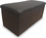Quattro Meble Black Genuine Leather Bench Upholstered Stool with Storage Space Leather Bench Stool Cowhide Seat Cube Footstool Real Leather Puff (W 40 x H 40 x L 90 cm)