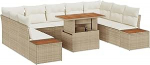 6-teiliges Garten-Sofa-Set mit Kissen Beige Poly Rattan Gartenlounge Model3358840
