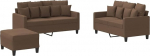 Braunes 2-Sitzer-Sofa mit Fu&szlig;hocker | Polyester-Stoff | 120/140 cm | Wohnzimmer & Entspannung Model3201659