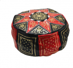 Horus Handicraft of Egypt Stool Empty Pouf Fassi Genuine Leather Handmade in Fez Morocco Measures Height 23 cm and Diameter 47 cm Approximately... B07PVZFW8H (Red Black)