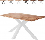 Loreno Vento s&ouml;&ouml;gilaud, 160 x 85 x 77 cm, tahke akaatsiapuidust laud, 26 mm paksune lauaplaat, naturaalsed v&auml;rvid, &auml;mblikuraam, valge, sobib ideaalselt s&ouml;&ouml;gituppa ja k&ouml;&ouml;ki.