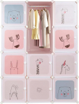 Willonin Modulaarne riidekapp Kaasaskantav laste riiete organiseerija Lastem&ouml;&ouml;bel Animal 110 x 145 x 37 cm (A-Roosa)