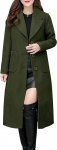 Onsoyours Women's Wool Coat Winter Coat Long Plain Wool Coat Lapel Outwear with Pockets Slim Fit Warm Winter Coat Thick Long Outwear Coat with Belt