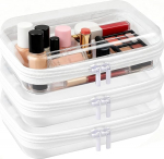 XHNKEG 3 x selge k&otilde;va kast t&otilde;mblukuga veekindel l&auml;bipaistev k&otilde;va t&otilde;mblukuga taskud topelt t&otilde;mblukuga m&auml;nguasjakott Makeup ladustamise korraldaja
