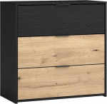 byLIVING Sahtlikapp Rimini/Melamiinitamm must ja Artisan tamm / 3 sahtlit / B 80 x K 80 x S 40 cm