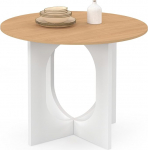 IDMarket - Aloise fikseeritud &uuml;mmargune s&ouml;&ouml;gilaud 4-kohalisele kaarele valge ja puit 80 cm