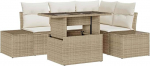 Rantry 5-teiliges Garten-Sofa-Set mit Kissen Beige Poly-Rattan Gartenlounge Model3349177