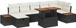 8-teiliges Garten Sofa Set mit Kissen Schwarz Poly Rattan Gartenlounge mudel3360082