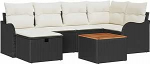 7-teiliges Garten Sofa Set mit Kissen Schwarz Poly Rattan, 2-Sitzer Garten Sofa mit Kissen Schwarz Poly Rattan Gartenlounge Model3359481
