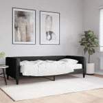 Diivanvoodi madratsiga must 90 x 190 cm kangast m&ouml;&ouml;bel Diivanvoodi raam voodiraam Voodiraam