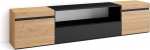 Skraut Home TV-kapp, madal laud, elutuppa ja s&ouml;&ouml;gituppa, 200 x 45 x 35 cm, kuni 80-tollise teleri jaoks, TV-laud, kaasaegne stiil, tammepuust must
