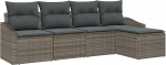 Rantry 5-teiliges Garten-Sofa-Set mit Kissen Grau Poly-Rattan Gartenlounge Model3346679