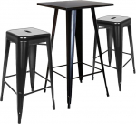 K&otilde;rge puidust metallist s&ouml;&ouml;gilaud 60 x 60 x 110 cm Ruudukujuline bistro laud Trendikas t&ouml;&ouml;stuslik disain 2-4 inimesele Ideaalne k&ouml;&ouml;ki ja baari.