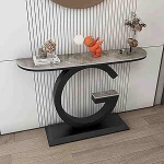Generisch Moderner schmaler Konsolentisch - Sofatisch mit Metallgestell f&uuml;r Wohnzimmer, Eingangsbereich und Flur - Stilvoller Beistelltisch f&uuml;r das Foyer (Schwarz, 100 cm/39,4 Zoll)