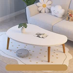 K&otilde;rvallauad elutuppa, v&auml;ike madal kohvilaud, armas Cartoon Tea Table ebaregulaarse kujuga, stiilne puidust m&ouml;&ouml;bel kodu kaunistamiseks, elutuppa, magamistuppa, r&otilde;dule (soe valge)