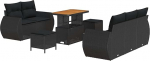 8-teiliges Garten Sofa Set mit Kissen Schwarz Poly Rattan Akazie Gartenlounge Model3363769