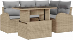 5-teiliges Garten Sofa Set mit Kissen Beige Poly Rattan Gartenlounge Model3348636