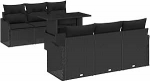 7-teiliges Garten Sofa Set mit Kissen Schwarz Poly Rattan, 2-Sitzer Garten Sofa mit Stauraum & Kissen Schwarz Poly Rattan Gartenlounge Model3357126