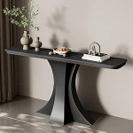 T&ouml;&ouml;stuslik konsoollaud, kaasaegne v&auml;ike sissep&auml;&auml;sulaud geomeetrilise alusega, kunstmarmorist n&auml;ituselaud elutuppa, esikusse ja fuajeesse (pruun, 80x30cm)