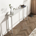 Moderner Konsolentisch mit rechteckiger Basis, Wandfl&auml;chen, seitlicher Flur, Eingangsbereich, Flur-Konsolentisch, Schwarz/Konsolentisch, schmaler Sofatisch aus Metall, Stehtische f&uuml;r Esszim