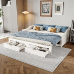 Diivanvoodi trundle voodi ja 2 sahtlit 90/180 x 200 cm, t&auml;ispuit, &uuml;he- ja kahekohaline voodi, trundle voodi lamelliraamiga, trundle voodi, kokkupandavad voodid, p&auml;evavoodi, k&uuml;lalisvoodi ilma madratsita, valge voodiraam