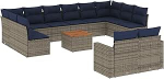 Garten-Sofagarnitur Ecksofa Grau PE-Rattan 62x62x69cm - Komfortable Sitzpl&auml;tze f&uuml;r Terrasse und Innenhof Model3256691