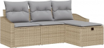 4-teiliges Garten-Sofaset mit Kissen Beige Poly Rattan Gartenlounge Model3360581