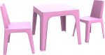 Resol Julieta Kids Set Of 2 Chairs and 1 Table, Plastic and Polypropylene, Pink, 60 x 51 x 78 cm, Pack of 3