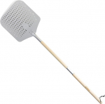 Chef Pomodoro Pizza Peel - Pizza Shovel - Metal Pizza Shovel - Perforated Pizza Peel - Pizza Slice - Pizza Slider with Extendable Wooden Handle (124 cm Long) - Pizza Slider for Pizza Stone