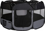 dibea Puppy Play Pen Puppy Run Pet Play Pen Outdoor Play Pen Dog Play Pen Dog Run, Foldable, for Indoor and Outdoor Use, Black/grey