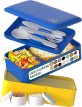 UMAMI Bento Box f&uuml;r Erwachsene/Kinder, neue Premium Edition, 1 So&szlig;ent&ouml;pfe & 4 Bestecke, Lunch Box f&uuml;r M&auml;nner/Frauen, 2 Meal Prep Containers, Mikrowelle, Sp&uuml;lmaschinen, Gefrierschrank-sicher, BPA frei