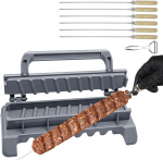 PAXLINSEN Suur kebabivalmistaja plastpress koos 6 roostevabast terasest varrega ja 1 koorijaga, Kabob Skewers Barbecue Machine Maker Mould, kaasaskantav kergesti kasutatav kebabide oluline grillimisvahend