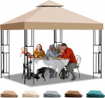 Gazebo Replacement Canopy, 3 x 3 m, Waterproof, Double Roof with Air Vent, UV-Resistant, Sturdy, Winterproof, Breathable, Gazebo Replacement Roof, Perfect for Garden, Camping (Polyester 300D)