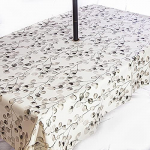 Garden Tablecloth PVC Wipe Clean Rustproof Stainless Steel Table Cloth with Parasol Hole Beautiful Eucalyptus 200x140cm