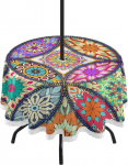 xigua Boho Mandala Style Round Tablecloth 60 Inch Waterproof Patio Tablecloths with Umbrella Hole and Zipper Tablecloths for Indoor Outdoor Backyard BBQ Picnic