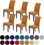 Howhic Stretch Chair Covers for Dining Room Set of 6, Removable Washable Dining Chairs Slipcovers for Dining Room Chairs, Seat Protector, Great Home Decoration and Banquet Upholstery (Gold, 6 Pack)