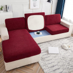 GZGLZDQ Velvet Plush L Shaped Sofa Cover Sofa Seat Cushion Soft Stretch Couch Slipcover Funiture Protector 1/2/3/4 Seat Washable Removable Slipcover (Colour : Red, Size: Normal Size-2)
