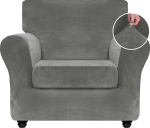 ZNSAYOTX Luksuslik sametist toolikate koos k&auml;etugedega, 2 t&uuml;kki, Stretch toolikatted elutuppa, paks pehme tugitool, libisemiskate, libisemiskindel, koeras&otilde;bralik, m&ouml;&ouml;bli kaitsja (Hall, tool)