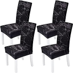 Yiaizhuo s&ouml;&ouml;gitoa toolikatted, 4 komplekti, must marmorist k&otilde;rge seljatoe katted, Stretch Spandex Slipcover pulmade, peo, restorani jaoks