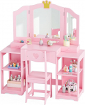 Bonnlo riietuslaud koos tugitooli ja eemaldatava peegliga, laste laud koos hoiukastide ja avatud lahtritega, t&uuml;drukutele alates 3. eluaastast, roosa