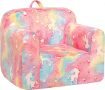 BEJOY laste diivan - Ultra pehme vahuga t&auml;idetud laste tugitool, pehme flanell lugemisdiivan t&uuml;drukutele ja poistele - Cotton Candy koos &uuml;kssarvikutega