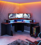 Forte Tezaur nurgapult m&auml;nguritele koos RGB valgustusega, puukomposiit, mattmust, laius x k&otilde;rgus x s&uuml;gavus: 160 x 91 x 160 cm