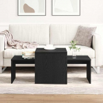 Nesting Table Set Black Oak Look Coffee Table Living Room Modern Style Practical Use Nesting Tables Wood Material Sofa Table Coffee Table