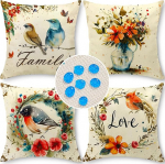 Cirzone Outdoor padjakate komplekt 4 padjakatet 45 x 45 cm Dekoratiivne elutoa linasest riidest dekoratiivse elutoa, aia, r&otilde;du jaoks.