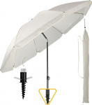 Menz Beach Parasol 3-in-1 komplekt, beež - rannavarju tuulekindel stabiilne l&auml;bim&otilde;&otilde;t 180 cm, praktiline p&auml;ikesevarju rannavarju UV-kaitsega 80+, rannavarju koos maandush&uuml;lssi ja kaitsekattega