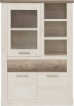 FORTE DURO Highboard vitriinkapp 2 ukse, 1 klaasukse ja 1 sahtliga, puitkomposiit, Pnie White/Antik tamm, 109,8 x 160,3 x 41,3 cm.
