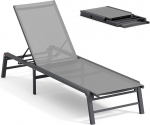 Alumiinium Chaise Lounge Chair Outdoor, kokkupandav Patio Lounge Chair Assemble-Free, Pool Lounge Chairs 5 reguleeritava seljatoega