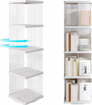360&deg; Rotating Bookcase (36 x 36 x 135.5 cm), 4-Tier Bookcase, Small Bookcase, White Manga Shelf, Narrow Book Shelf, Filing Shelf for Living Room, Bedroom, Office