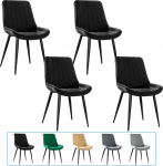 S&ouml;&ouml;gitoa toolid, 4 tooli, k&ouml;&ouml;gitoolid, polsterdatud toolid, elutoa toolid, disaintoolid seljatoega, sametist iste mustade metalljalgadega, mustad